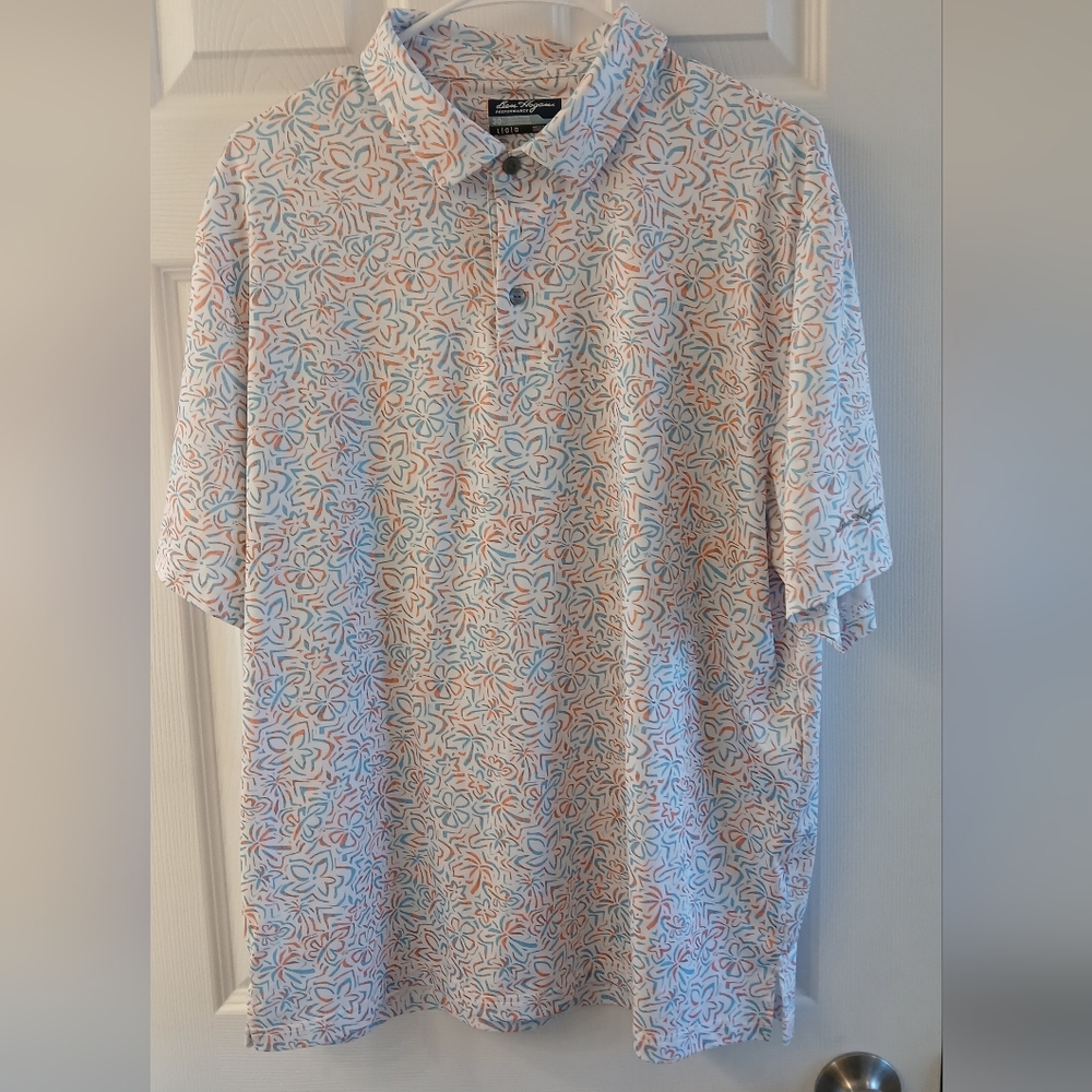Ben Hogan Performance Polo – White Floral Print – Size Large